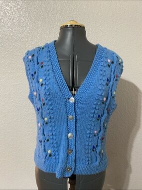 Cobalt Blue V-Neck Button-Front Sweater Vest
